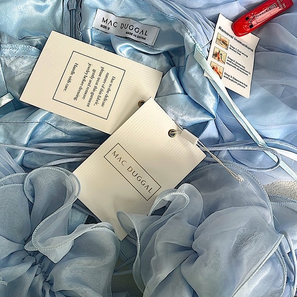 MAC DUGGAL RUFFLE TIERED CUTOUT CHIFFON GOWN ADJUSTABLE LACE UP BK 67911 SIZE 2 - Picture 12 of 13